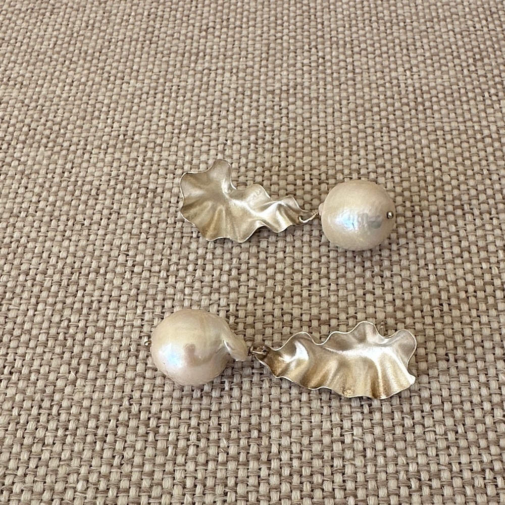 Mold Atelier OY Silver Earrings Discontinued 925 Sterling Silver Baroque Pearl